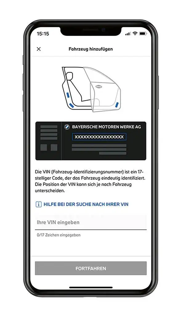 fahrgestellnummer mybmw app